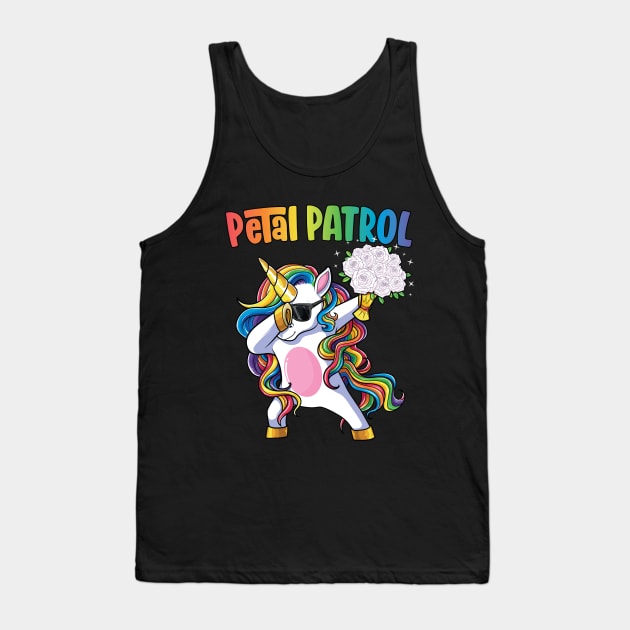 Petal Patrol Shirt Flower Girl Wedding Dabbing Unicorn Tank Top by Pennelli Studio